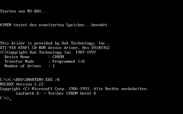 MS-DOS畫面，為指令輸入系統。