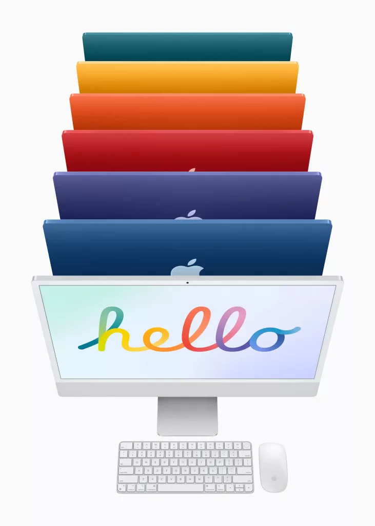  iMac M1 七種顏色 正面排列