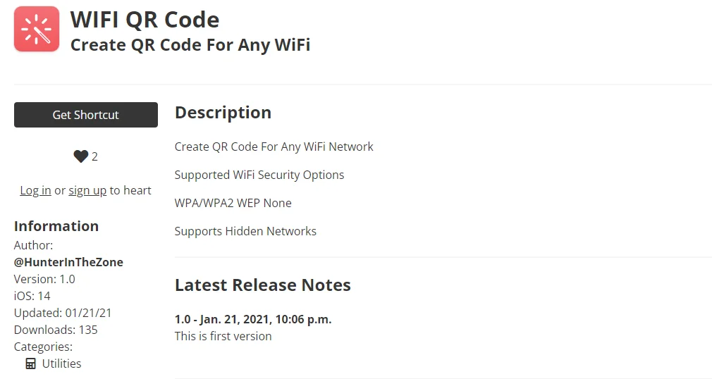 WiFi QR Code 捷徑
