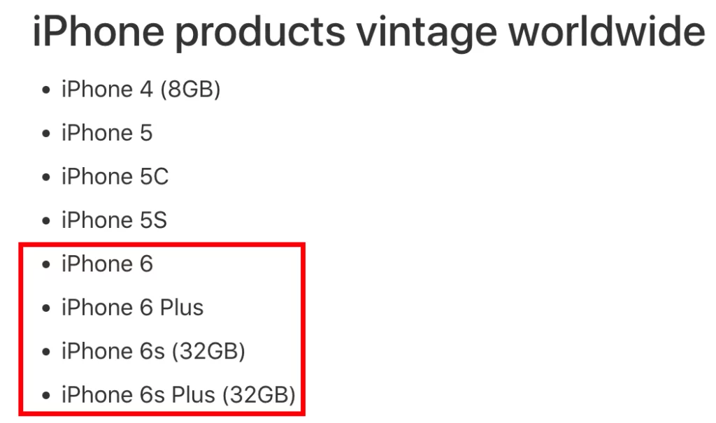 iPhone 6 全系列被蘋果正式列入「過時產品清單」
