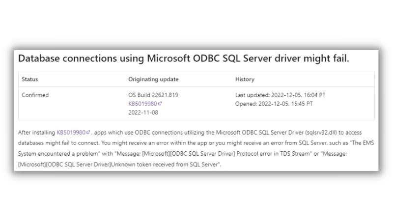 Microsoft ODBC SQL Server 連線問題