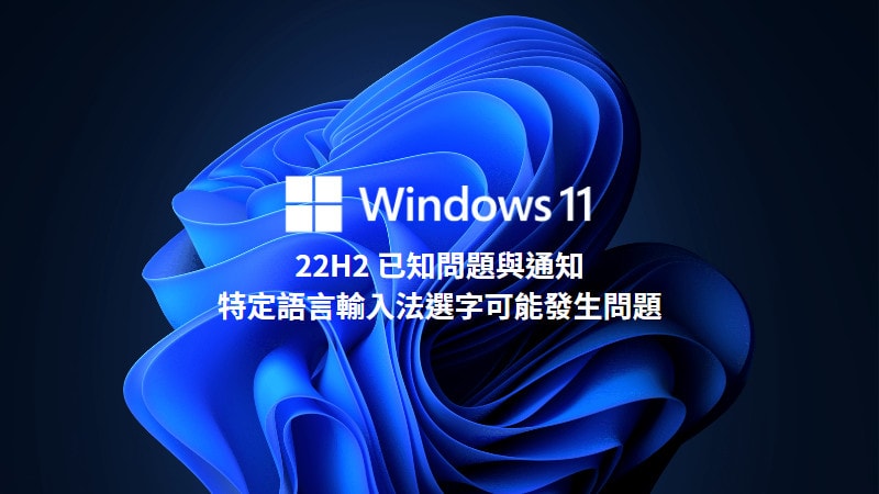 Windows 11 22H2 特定輸入法選字可能無法正常運作 3