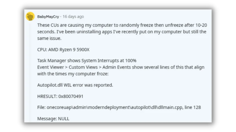 AMD Ryzen CPU 當機卡住？原來是 Win11 22H2 KB5021255 引起！ 6