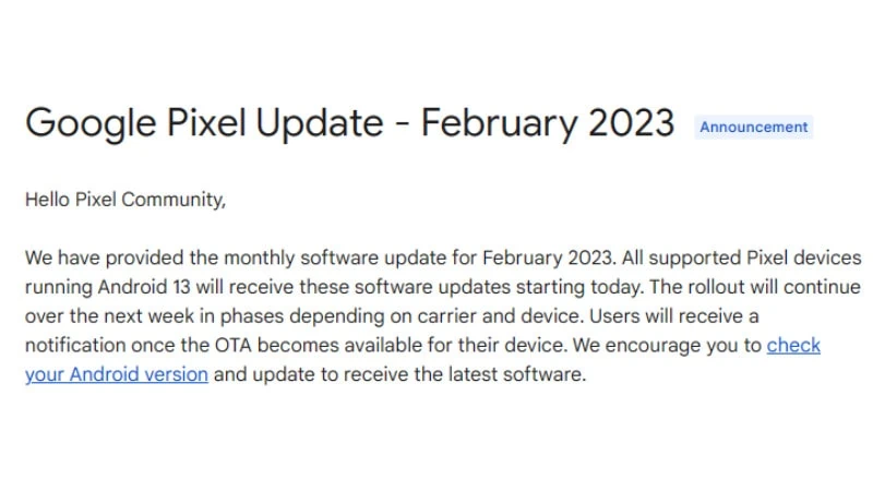 2023 Google Pixel 2 月更新