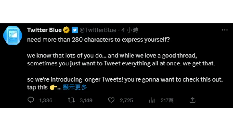 Twitter 推文支援 4000 字長文，但僅限 Twitter Blue 訂閱