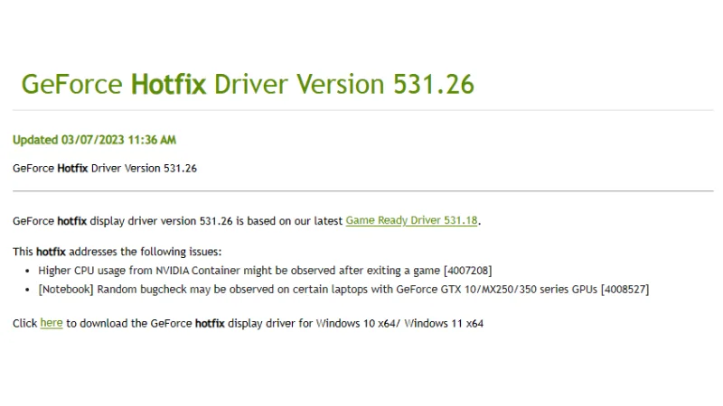NVIDIA 531.26(Hotfix)：修正 CPU 使用率過高問題 6