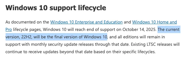 Windows 10 退場？微軟確認 Windows 10 22H2 為最後一個版本