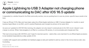 iOS 16.5 災情：Lightning 轉 USB 3 相機轉接器無法使用 6