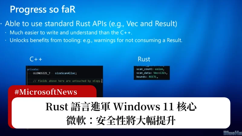 Rust 語言進軍 Windows 11 核心，微軟：安全性將大幅提升 1
