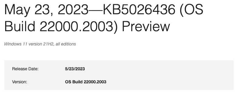 Win11 21H2 KB5026436 非安全性更新釋出，更新內容重點整理(22000.2003) 5
