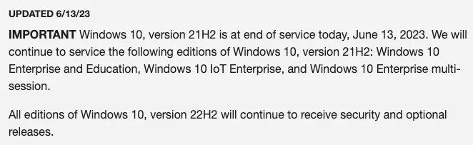 Windows 10 21H2 家用版、專業版正式終止支援，不再有任何更新！ 6