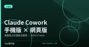 Claude Cowork 手機版與網頁版跨裝置接手任務示意圖
