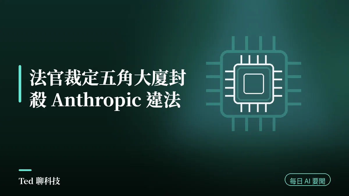 AI 要聞彙整 2026-08-29 刊頭:美國聯邦法官裁定五角大廈把 Anthropic 列為供應鏈風險違法