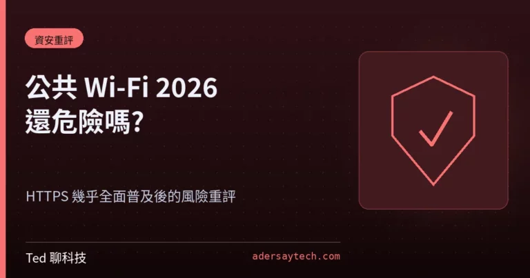 公共 Wi-Fi 安全性 2026 重評封面,盾牌圖騰與無線網路主題