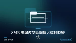 SMB 壓縮教學封面,資料夾圖騰與區網傳大檔主題